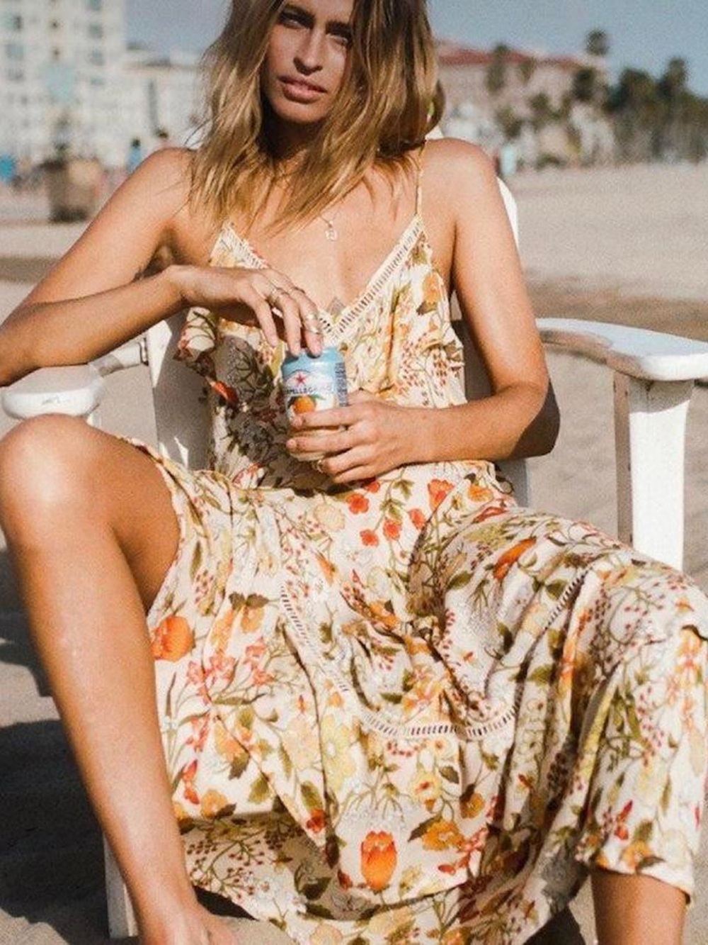 Spell & The Gypsy Collective Sayulita Frill Maxi Dress in sunflower yellow.